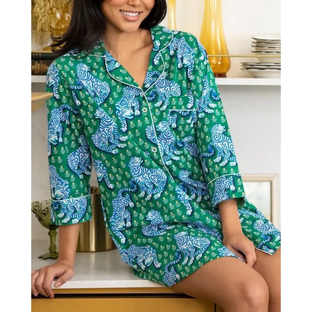 Printfresh Tiger Queen Jade Organic Cotton Sleep Shirt Medium - Picture 2 of 10